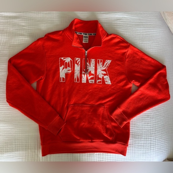 Victoria’s Secret PINK Y2K Orange Quarter Zip Oversized Crewneck Sweatshirt - Picture 1 of 8